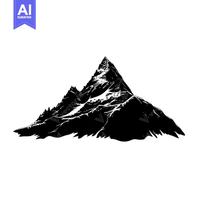 Aset premium populer: Black and White Silhouette of a Mountain Peak