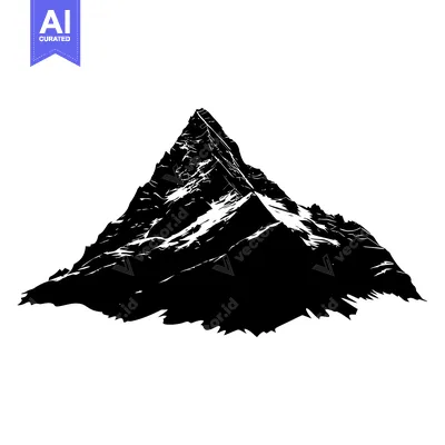Aset premium populer: Black and White Silhouette of a Mountain Peak