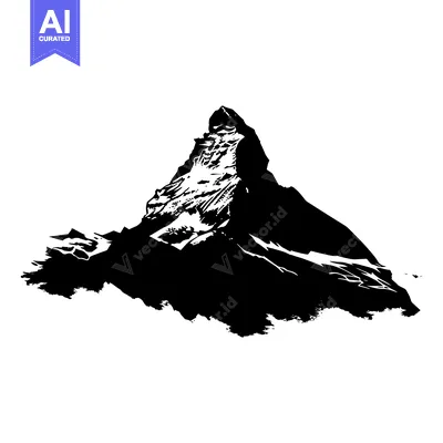 A Black and White Silhouette of the Matterhorn Mountain