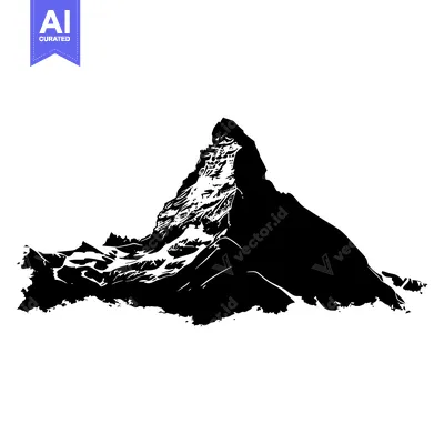 Black and White Silhouette of the Matterhorn Mountain