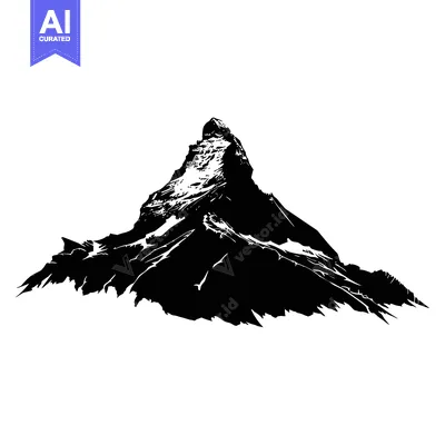 Black and White Silhouette of the Matterhorn Mountain