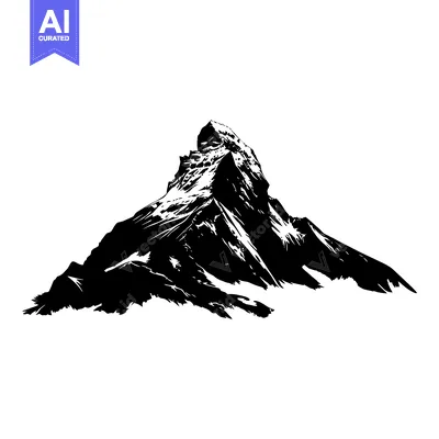 Black and White Silhouette of the Matterhorn Mountain Peak