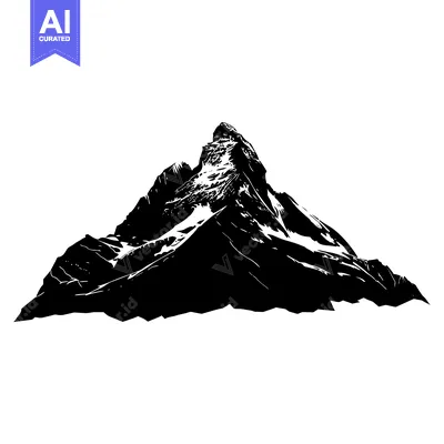 Black and White Silhouette of a Mountain Peak