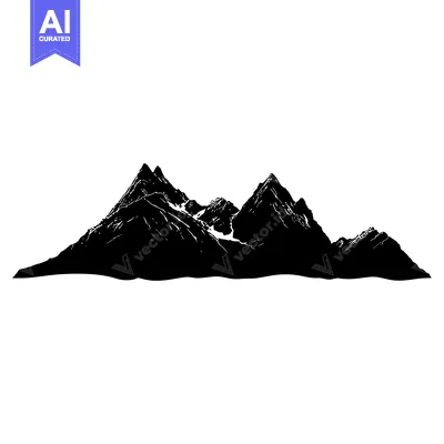 Black and White Silhouette of a Mountain Range