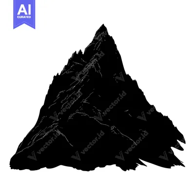 Premium design asset: A Black Silhouette of a Mountain Peak with Jagged Edges