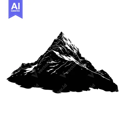 Black and White Silhouette of a Mountain Peak