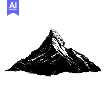Aset premium populer: Black and White Silhouette of a Mountain Peak