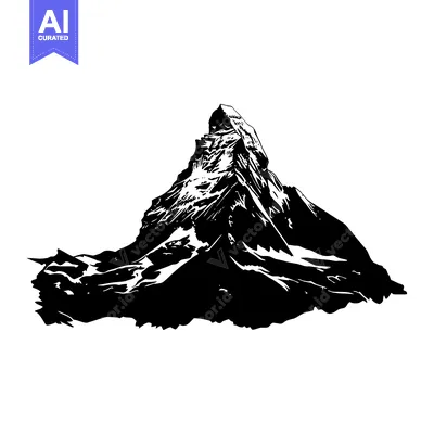Black and White Silhouette of the Matterhorn Mountain Peak