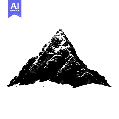 Black and White Silhouette of a Mountain Peak