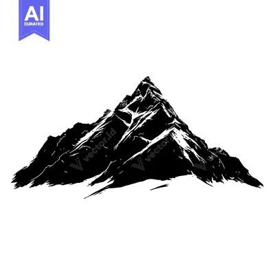 Aset premium populer: Black and White Silhouette of a Sharp Mountain Peak