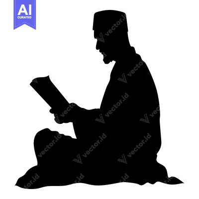 Aset premium populer: Silhouette of a Man Reading a Book While Seated
