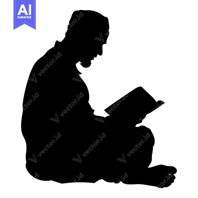 Silhouette of a Man Sitting and Reading a Book