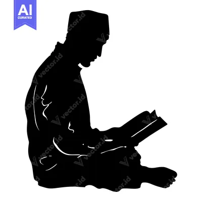 Aset premium populer: Silhouette of a Man Reading a Book While Seated