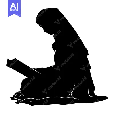 Aset premium populer: Silhouette of a Woman in a Hijab Reading a Book