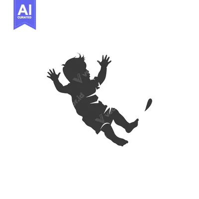 Silhouette of a Baby Falling Down with Arms and Legs Outstretched