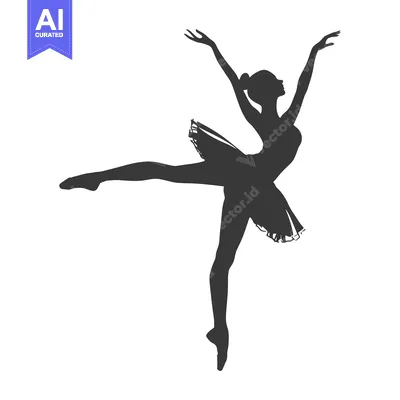 Silhouette of a ballerina in a tutu, posing gracefully with arms exten