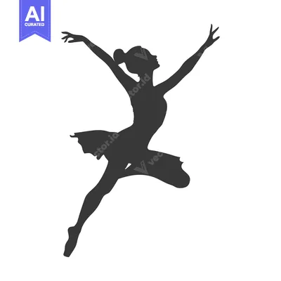 Aset desain premium: Silhouette of a ballerina in mid-air performing a leap