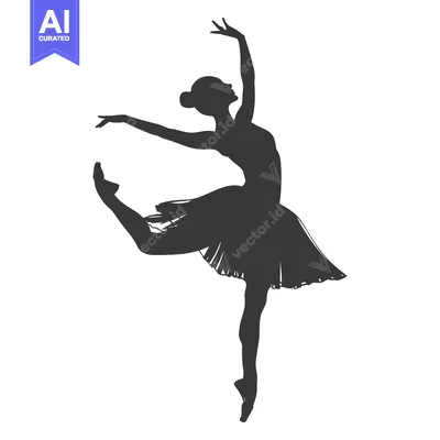 Aset desain premium: Silhouette of a ballerina in mid-pose with her leg extended