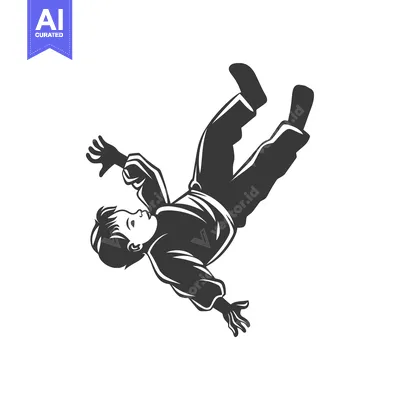 Aset desain premium: Silhouette of a Boy Falling Backwards
