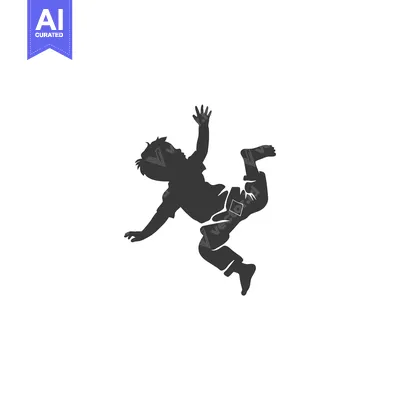 Aset desain premium: Silhouette of a Boy Falling With Arms Outstretched