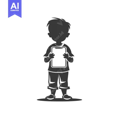 Popular premium asset: Silhouette of a Boy Holding a Tablet Computer