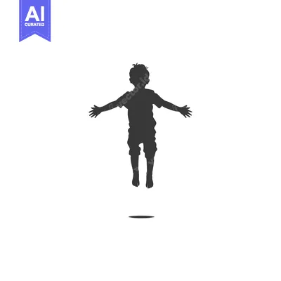 Premium design asset: Silhouette of a boy jumping with arms outstretched