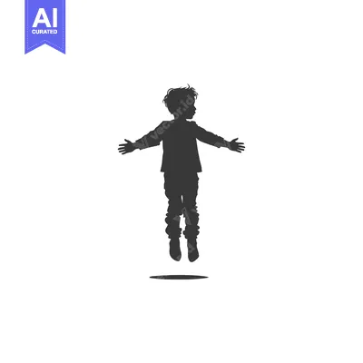 Popular premium asset: Silhouette of a boy jumping with arms outstretched