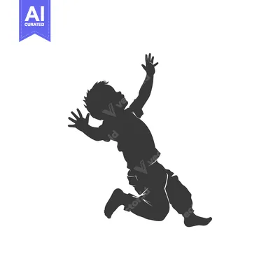 Aset premium populer: Silhouette of a Boy Jumping with Arms Raised