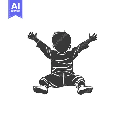 Aset premium populer: Silhouette of a Boy Sitting With Arms Outstretched