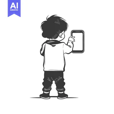 Silhouette of a Boy Using a Smartphone
