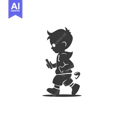 Aset premium populer: Silhouette of a Boy Walking and Looking at a Smartphone