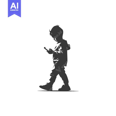 Popular premium asset: Silhouette of a Boy Walking and Using a Smartphone