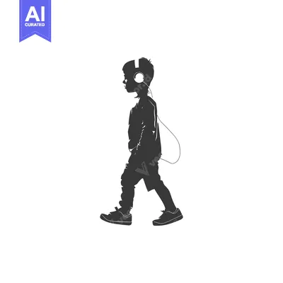 Popular premium asset: Silhouette of a Boy Walking While Listening to Music