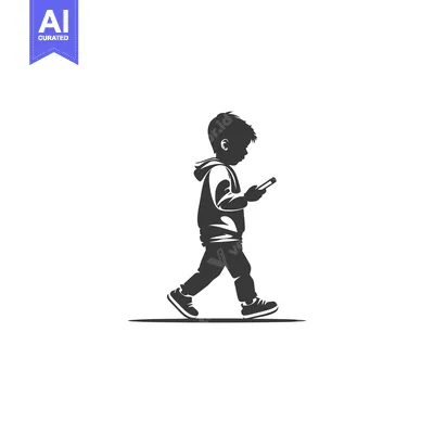 Aset premium populer: Silhouette of a Boy Walking While Using a Smartphone