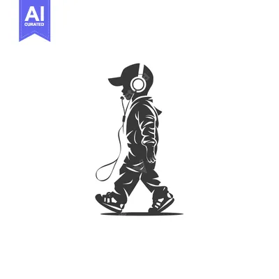 Aset premium populer: Silhouette of a Boy Walking While Wearing Headphones