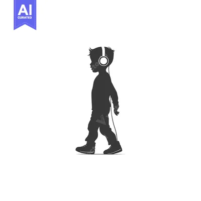 Aset premium populer: Silhouette of a Boy Walking with Headphones