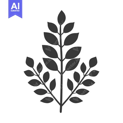 Aset desain premium: Silhouette of a Branch with Leaves