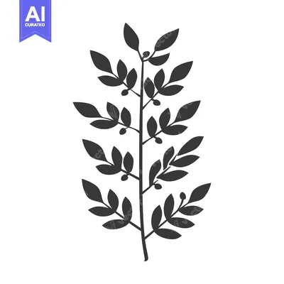 Aset desain premium: Silhouette of a Branch with Leaves and Berries