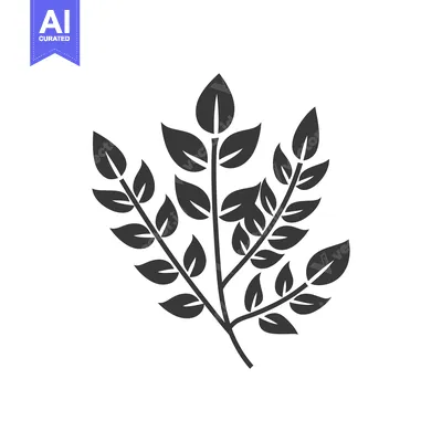 Premium design asset: Silhouette of a Branch with Multiple Leaves