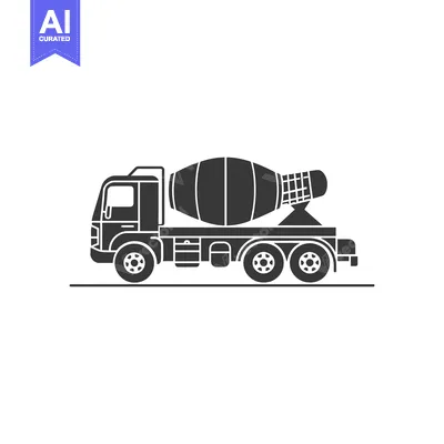 Popular premium asset: Silhouette of a Cement Mixer Truck