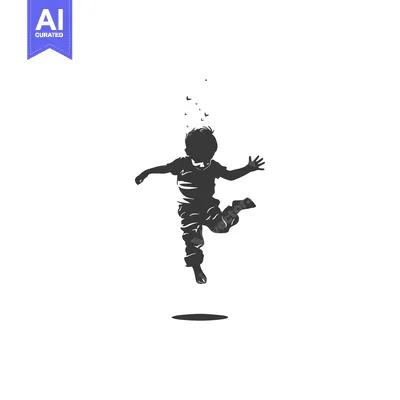 Aset premium populer: Silhouette of a child diving headfirst into water