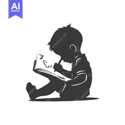 Popular premium asset: Silhouette of a child drawing in a book