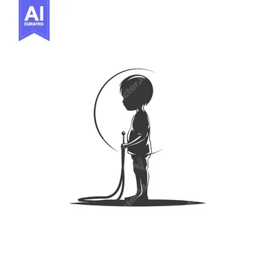 Popular premium asset: Silhouette of a Child Holding a Rope in Front of a Circle