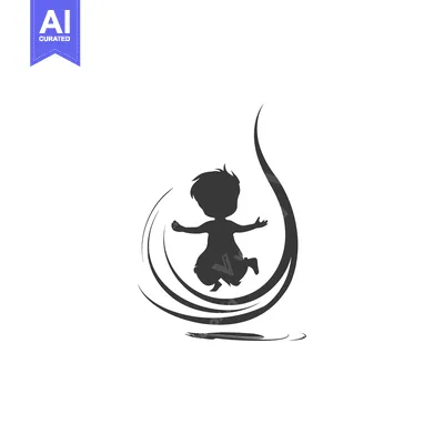 Silhouette of a Child Jumping into a Water Drop