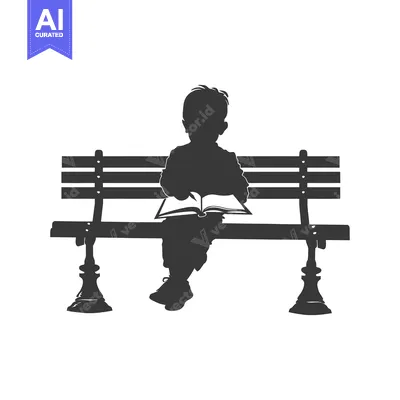 Silhouette of a Child Reading on a Bench