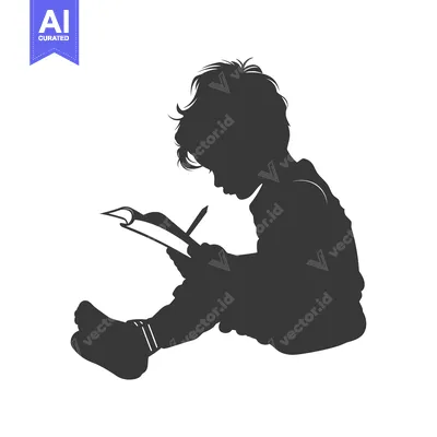 Aset premium populer: Silhouette of a child sitting and writing in a notebook