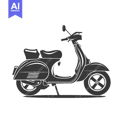 Silhouette of a Classic Vintage Scooter