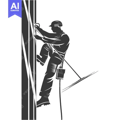 Silhouette of a Construction Worker Ascending a Tall Structure