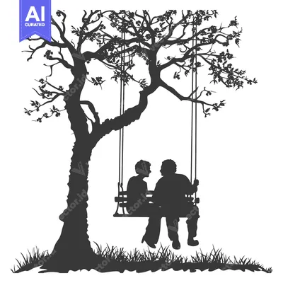 Popular premium asset: Silhouette of a Couple on a Swing Under a Tree