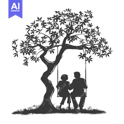 Popular premium asset: Silhouette of a Couple on a Swing Under a Tree